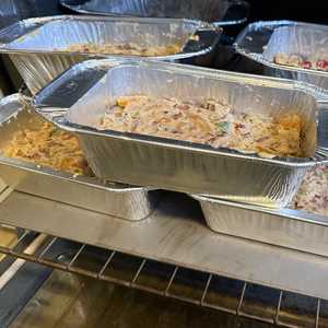 This was a bit of a tight fit, I had to stack some of them; given the baking time of over two hours, I was trying not to have to do this in batches.
